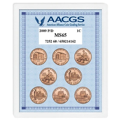 2009P & D Lincoln Bicentennial Pennies Graded MS65