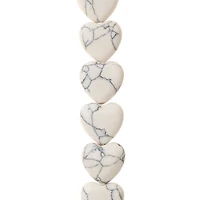 White Howlite Heart Semi-Precious Beads by Bead Landing™, 12mm