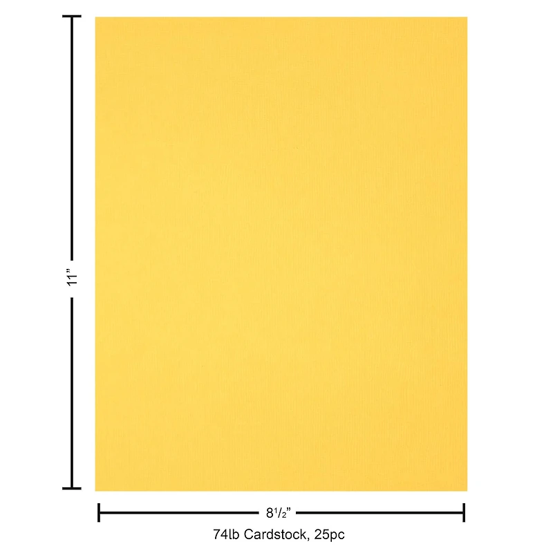 PA Paper™ Accents 8.5" x 11" Lemonade 74lb. Canvas Cardstock, 25 Sheets