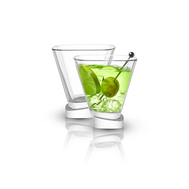 JoyJolt® 7.5oz. Aqua Vitae Square Off Base Martini Glasses, 2ct.