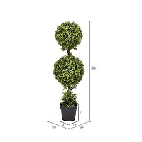 3ft. Artificial Double Ball Green Boxwood Topiary