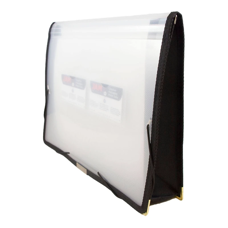 JAM Paper Clear 13" x 9.75" Expandable Elastic Closure Plastic Portfolio