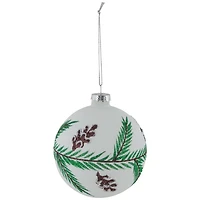 Glittered Glass Ball Christmas Ornaments with Pine Cones  - 4" (100mm) - 4ct