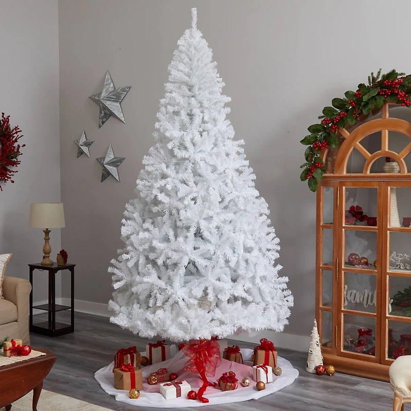 9ft. Pre-Lit White Artificial Christmas Tree, Clear LED Lights