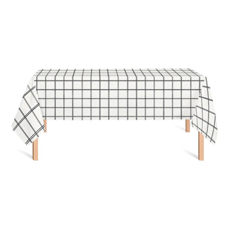 Gray On Cream Grid 58x102 Tablecloth