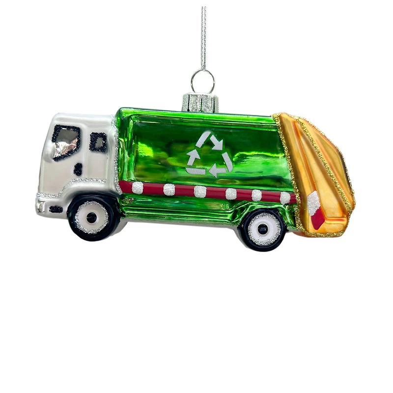 4.25" Garbage Truck Glass Ornament by Ashland®