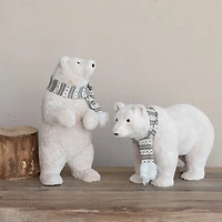 Hello Honey® 22.75" Cream Faux Fur Standing Upright Polar Bear with Scarf