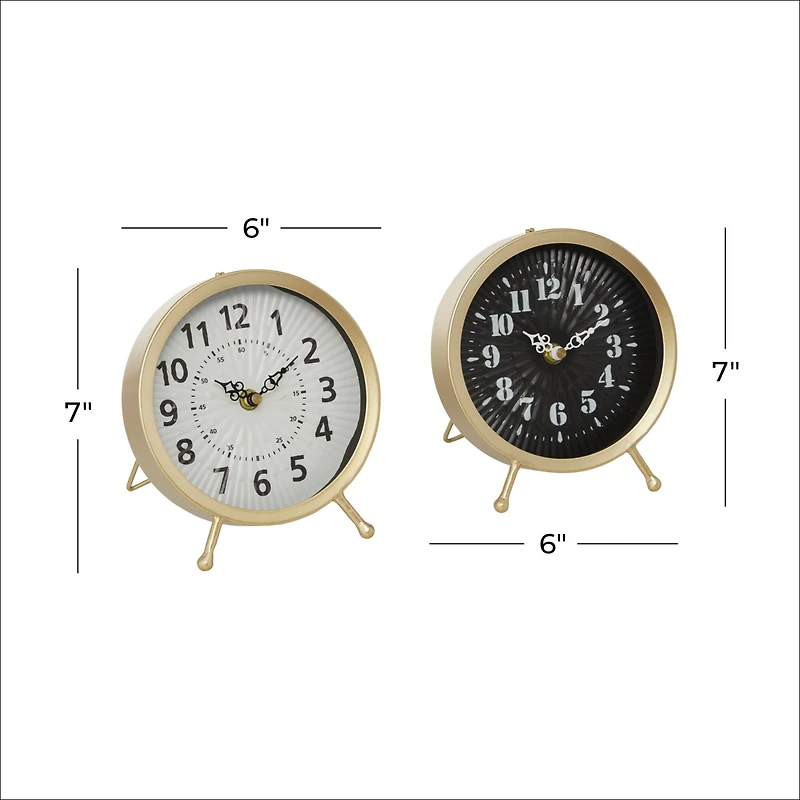 7" Gold Metal Modern Clock Set