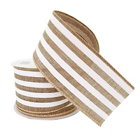 2.5" x 25ft. Faux Linen Wired Stripe Ribbon by Celebrate It
