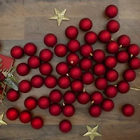 60ct Matte Red Shatterproof Ball Ornaments