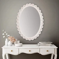 Habitat Carai 30" Distressed White Mirror with Scalloped Frame
