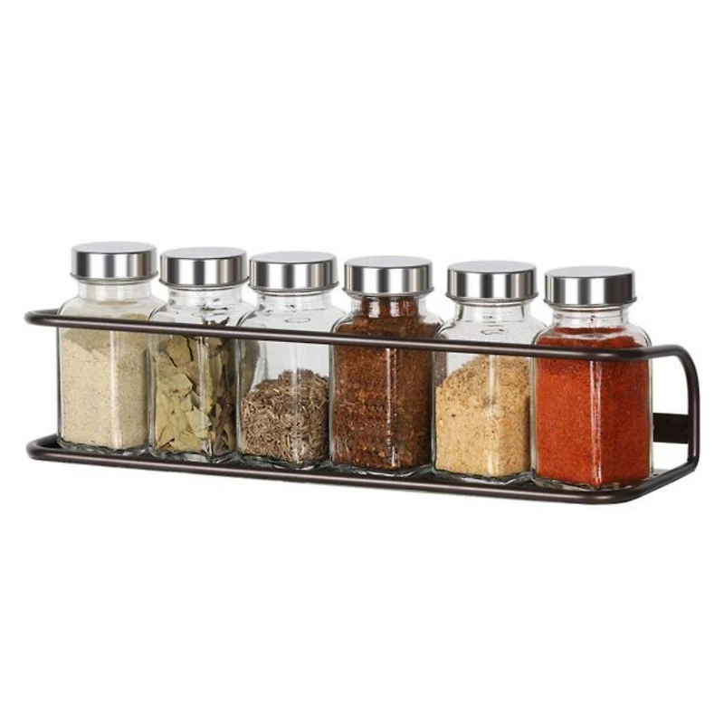 NEX™ Large Brown Wall-Mounted Spice Racks with Guard Rail, 4ct.