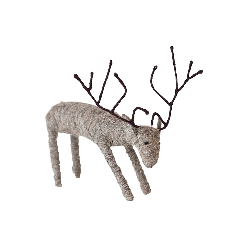 Hello Honey® 9.5" Gray Handmade Wool Felt and Wire Reindeer