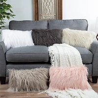 Hastings Home Faux Fur Lumbar Pillow