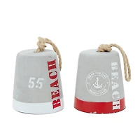 9" Gray Cement Coastal Lifeguard Sculpture Set