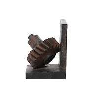 Brown Industrial Gear Bookends Set