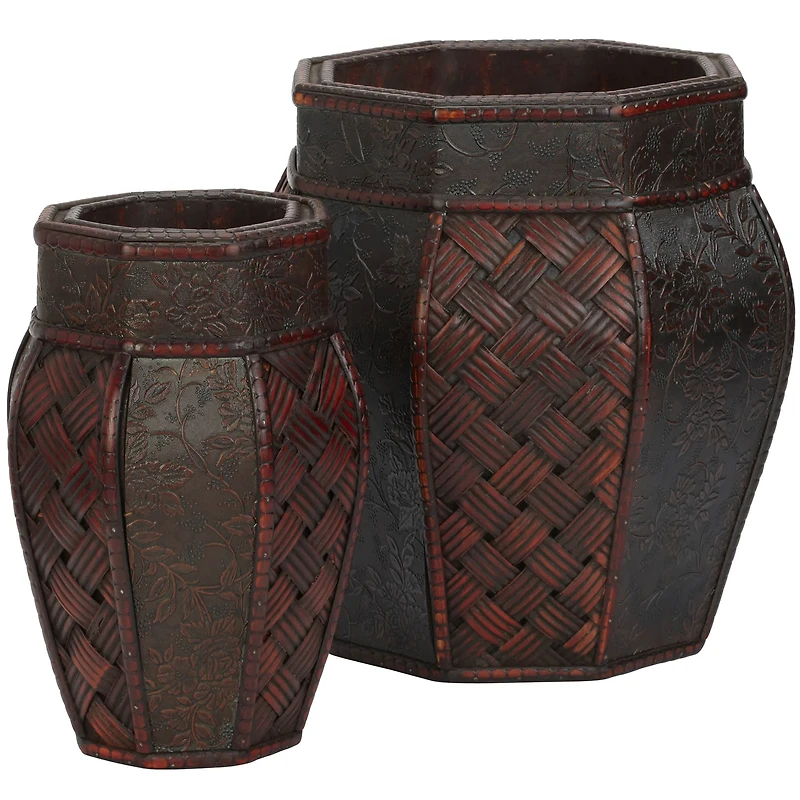 Wood & Weave Panel Decorative Planters, 2ct.