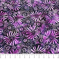 Feldman Batik Plum Tonal Stamp Daisy Cotton Fabric