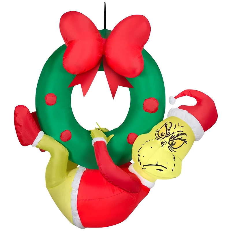 4ft. Airblown® Inflatable Dr. Seuss Grinch Hanging From Wreath