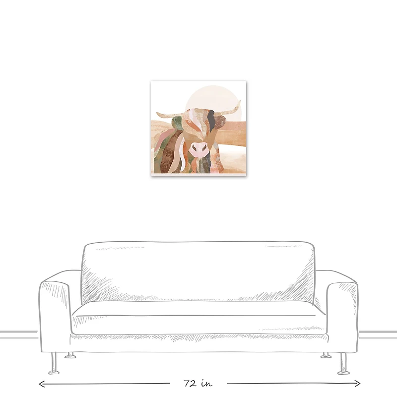 Boho Highland Cow 24" x 24" Canvas Wall Art