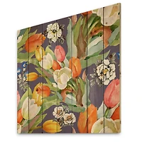 Designart - Blooming White and Orange Tulips VI