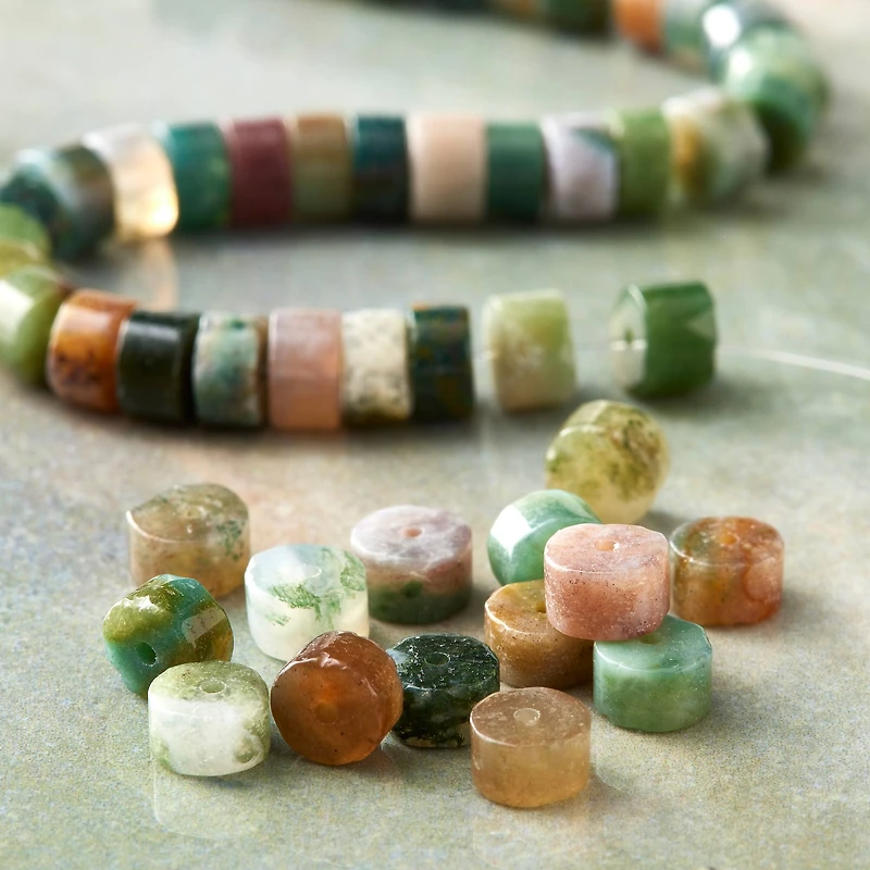 12 Pack: Green Fancy Jasper Round Heishi Beads by Bead Landing™, 6mm
