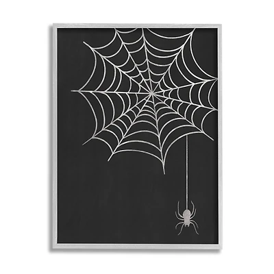 Stupell Industries Casual Black Hanging Spider Web Framed Giclee Art