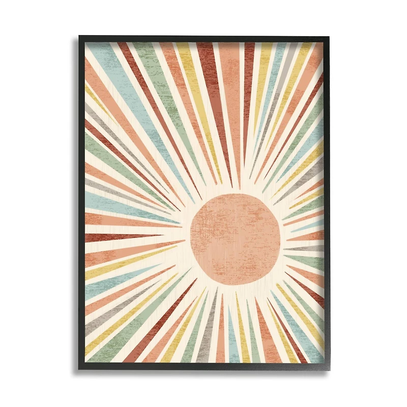 Stupell Industries Children's Bold Summer Sun Warm Tone Abstract Rays Framed Wall Art