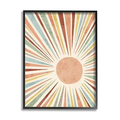 Stupell Industries Children's Bold Summer Sun Warm Tone Abstract Rays Framed Wall Art