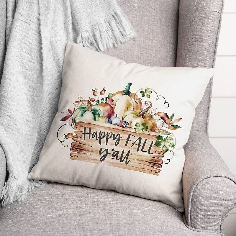 Happy Fall Y'all Throw Pillow