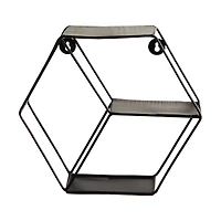 10" Black Matte Hexagon Wall Shelf