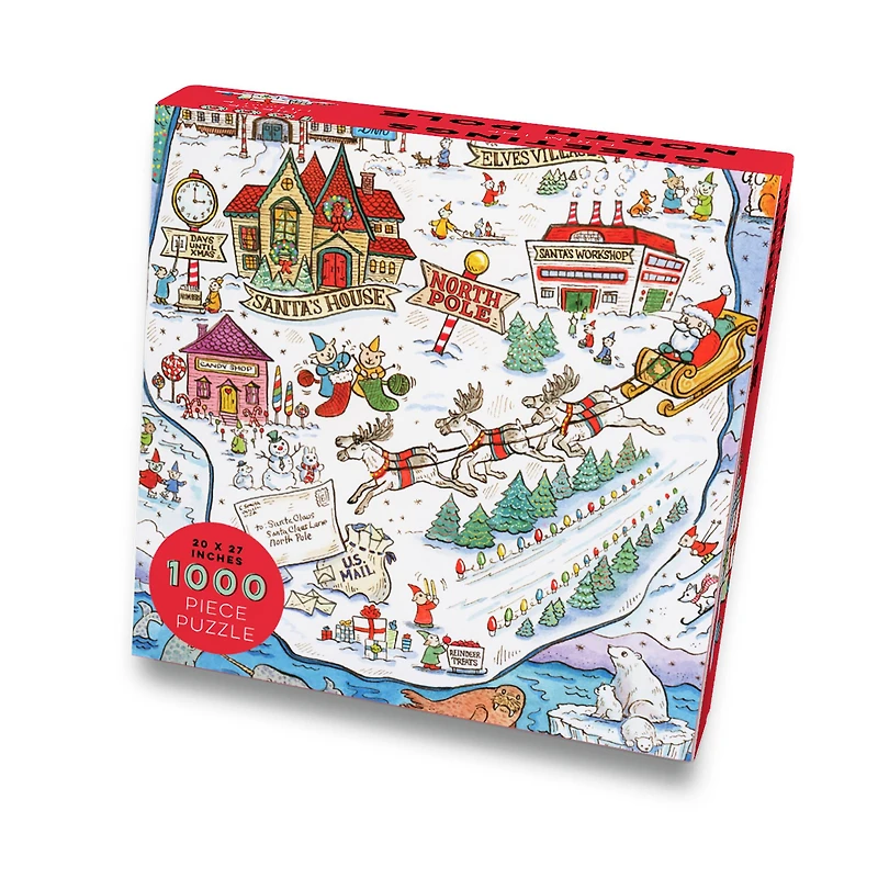 TF Publishing Greetings From The North Pole Map Christmas 1,000 Piece Jigsaw Puzzle