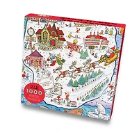 TF Publishing Greetings From The North Pole Map Christmas 1,000 Piece Jigsaw Puzzle