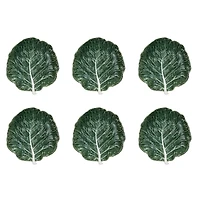 Hello Honey® 9" Green Hand-Painted Embossed Stoneware Cabbage Plates, 6ct.
