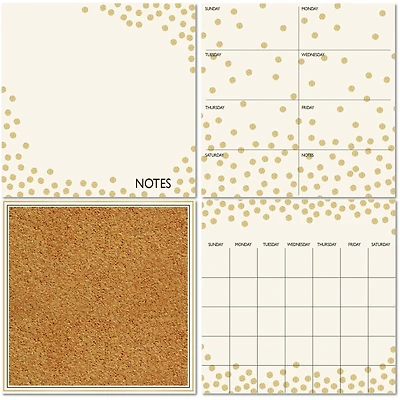 WallPops Gold Confetti Dry Erase Calendar & Corkboard Set