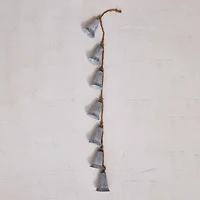 Hello Honey® 36.25" Silver Hanging Galvanized Metal Bells on Jute Rope