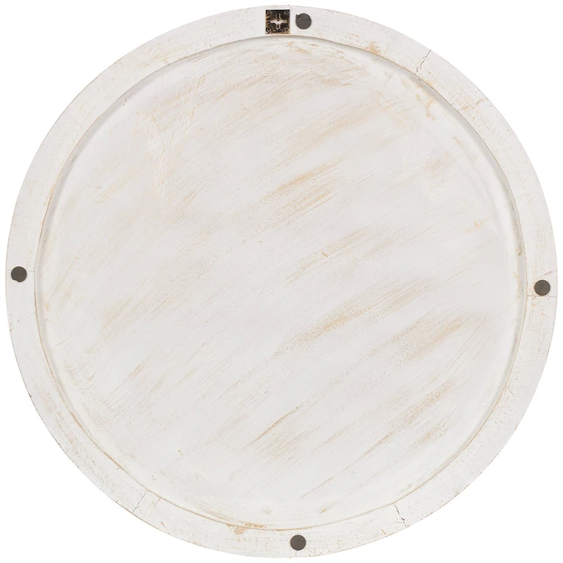 36" x 36" Gold Wooden Starburst Abstract Carved Circle Wall Décor with White Backing