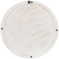 36" x 36" Gold Wooden Starburst Abstract Carved Circle Wall Décor with White Backing