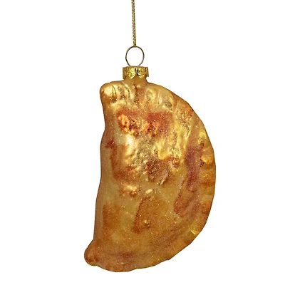 5" Golden Glittered Pierogi Glass Ornament