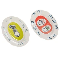 Hello Honey® 8" Flower Styles Stoneware Platter Set