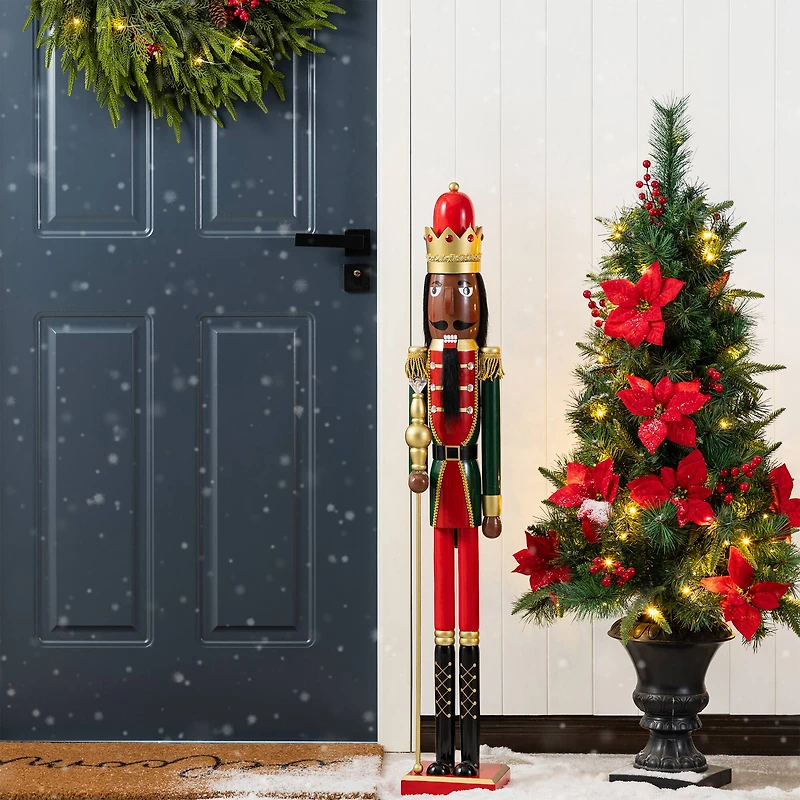 Glitzhome® 42"H Wooden Christmas African American King Nutcracker