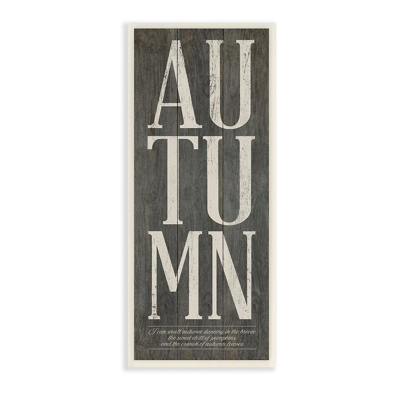 Stupell Industries Autumn Gray Wood Textured Fall Seasonal Design Wall Plaque