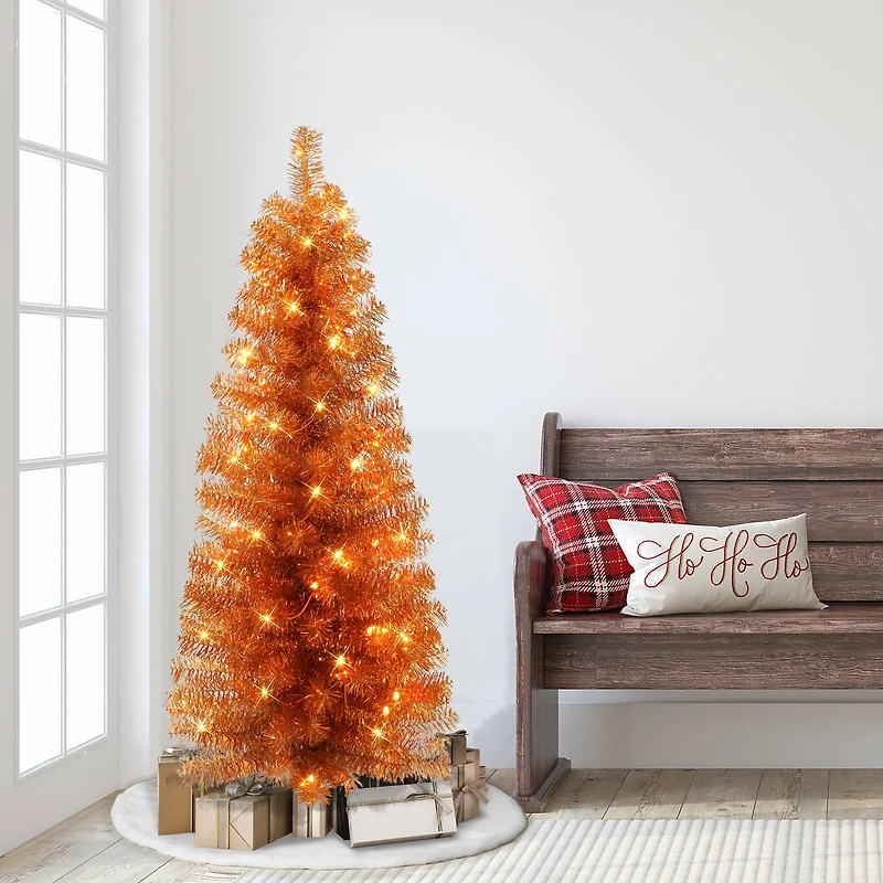 4.5ft. Pre-Lit Tinsel Artificial Christmas Tree