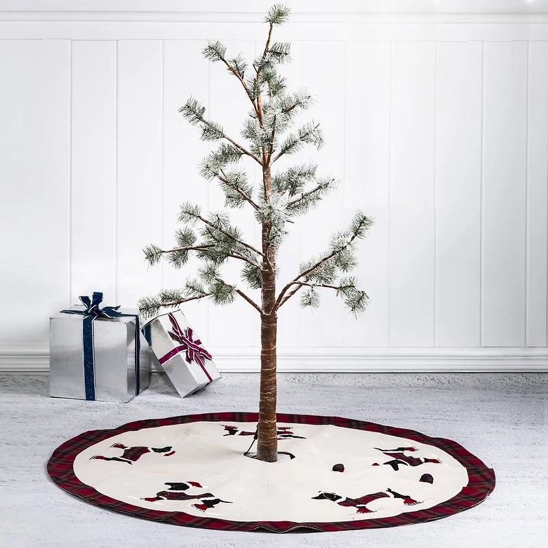Glitzhome® 48" Dachshund Fabric Christmas Tree Skirt
