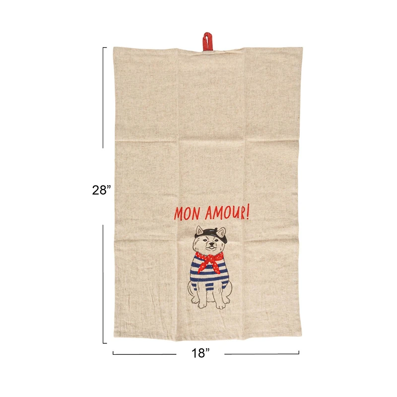 Hello Honey® French Animal Linen Blend Tea Towels, 3ct.