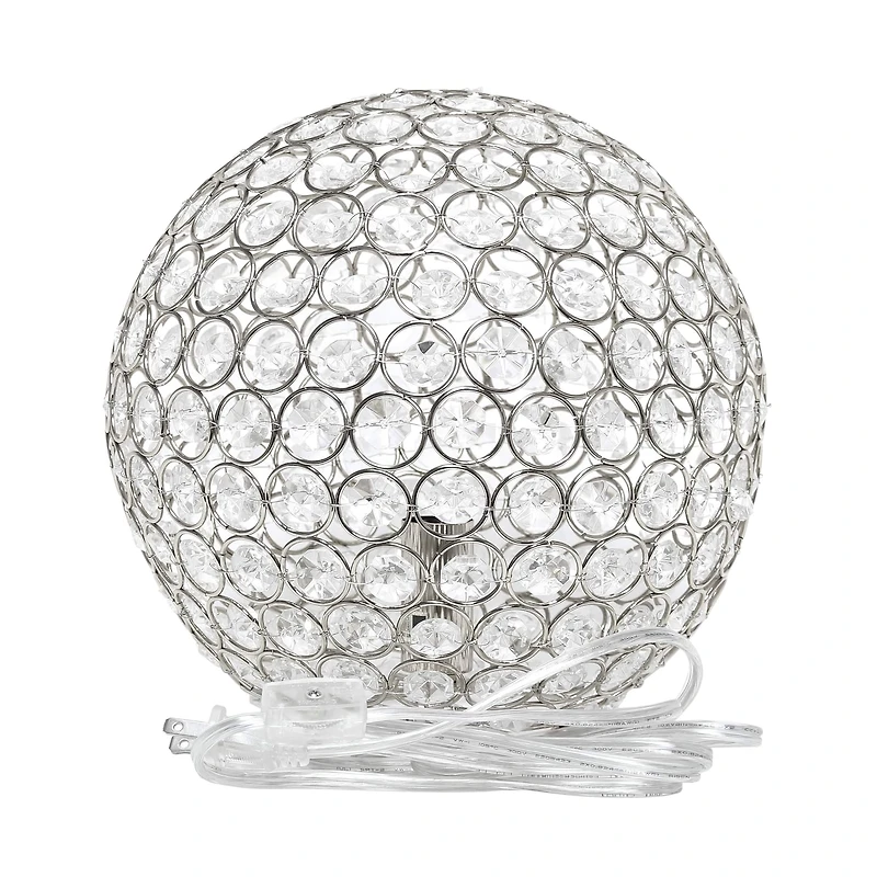 Lalia Home 10" Medium Metal Crystal Round Orb Table Lamp