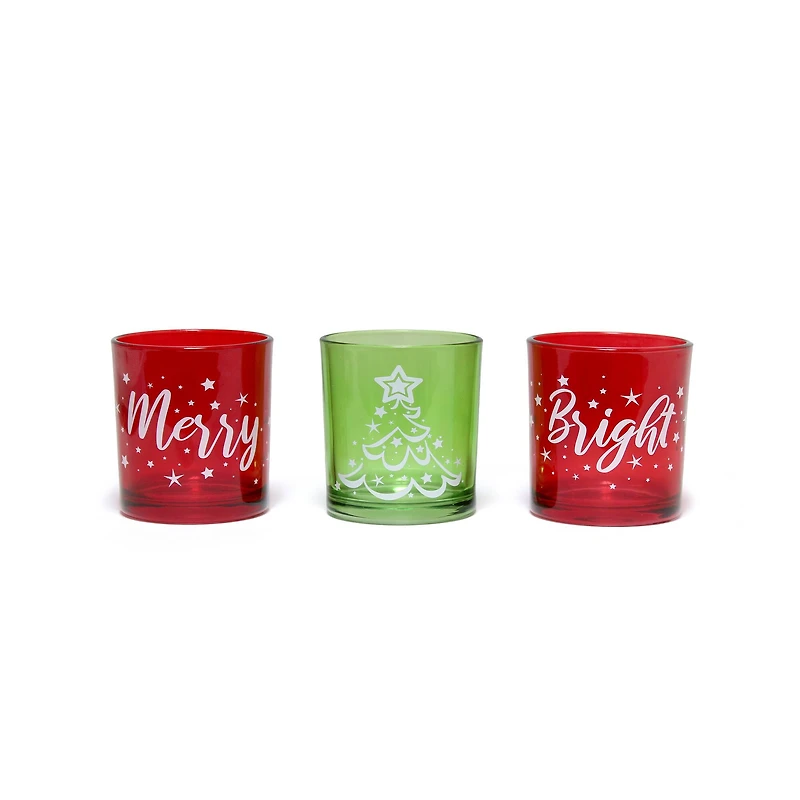 Elegant Designs™ Merry & Bright Christmas Candle Holder Set