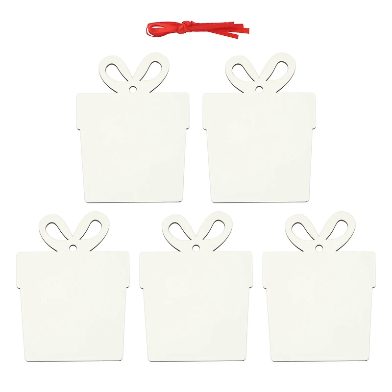 3.5" Gift Box Hardboard Sublimation Ornaments, 5ct. by Make Market®