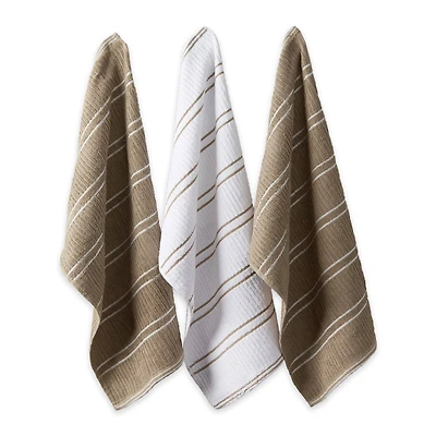 DII® J&M Mocha Ribbed Terry Dishtowel & Dishcloth Set