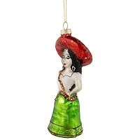 5.75" Red and Green Latina Lady Glass Christmas Ornament